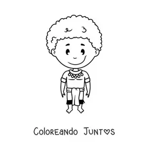 Imagen para colorear de niño africano animado
