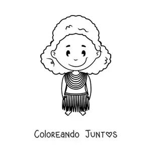 Imagen para colorear de niña africana animada