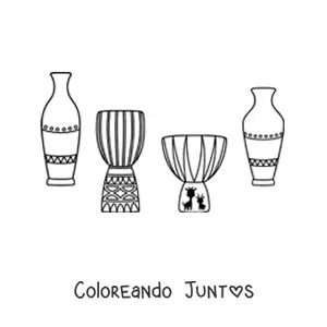 Imagen para colorear de vasijas y tambores africanos