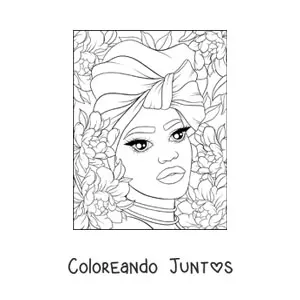Imagen para colorear de hermosa mujer africana con turbante