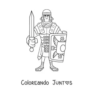 Imagen para colorear de soldado romano con espada