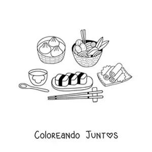 Imagen para colorear de comida japonesa