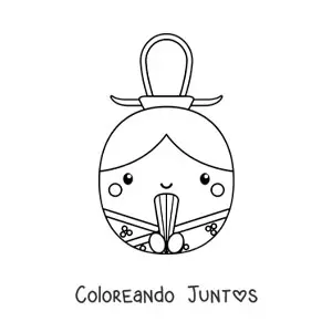 Imagen para colorear de muñeca japonesa fácil