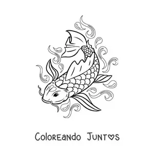 Imagen para colorear de pez koi