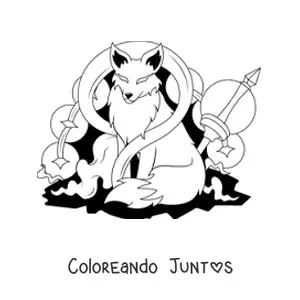 Imagen para colorear de kitsune animado