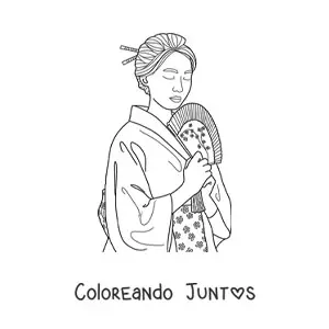 Imagen para colorear de mujer japonesa