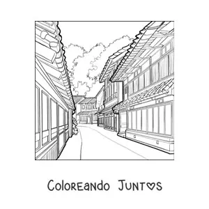 Imagen para colorear de calle japonesa