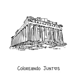 Imagen para colorear de partenón griego realista