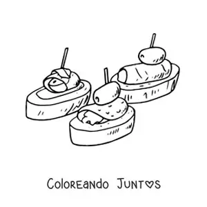 Imagen para colorear de tapas españolas tradicionales