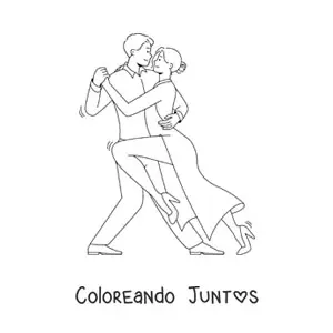 Imagen para colorear de pareja animada bailando tango tradicional argentino