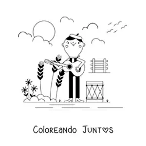 Imagen para colorear de música tradicional argentina