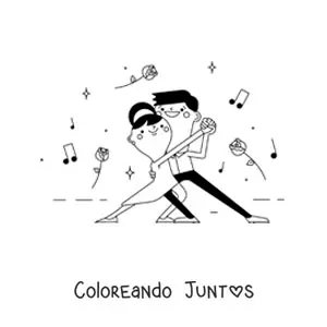 Imagen para colorear de pareja kawaii bailando tango argentino