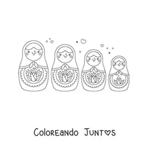 Imagen para colorear de muñecas rusas animadas