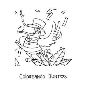 Imagen para colorear de tucán animado en brasil