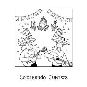 Imagen para colorear de celebración de las fiestas juninas de brasil