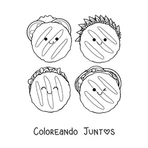 Imagen para colorear de arepas venezolanas animadas