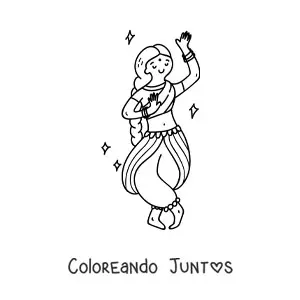 Imagen para colorear de mujer india bailando