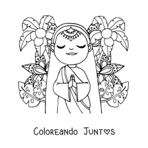 Imagen para colorear de mujer hindú animada