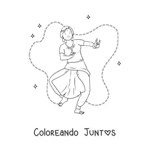 Imagen para colorear de chica hindú bailando