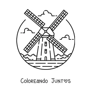 Imagen para colorear de molino holandés