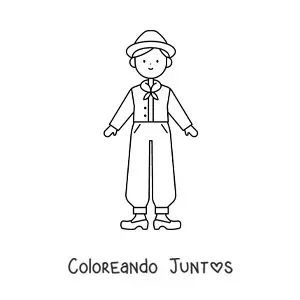 Imagen para colorear de niño holandés con traje tradicional