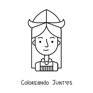 Imagen para colorear de chica holandesa animada fácil