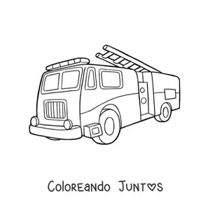 Imagen para colorear de un camión de bomberos con escalera ligeramente levantada