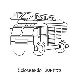 Imagen para colorear de un camión de bomberos estacionado