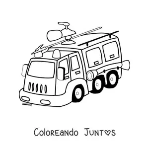 Imagen para colorear de un camión de bomberos a toda velocidad