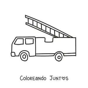 Imagen para colorear de un camión de bomberos sencillo con escalera levantada