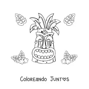 Imagen para colorear de máscara tiki animada