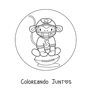 Imagen para colorear de mono animado jugador de fútbol americano