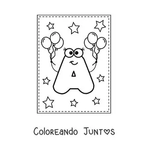 Imagen para colorear de la letra a mayúscula animada con globos