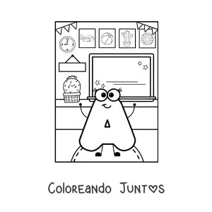 Imagen para colorear de la letra a animada en la escuela