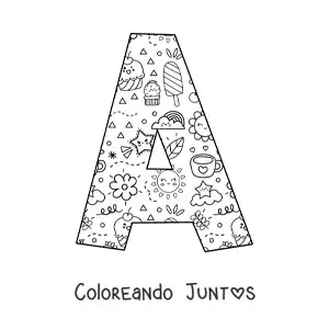 Imagen para colorear de la letra a con dibujos animados