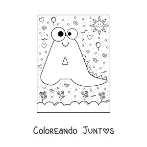 Imagen para colorear de la letra a animada con forma de monstruo