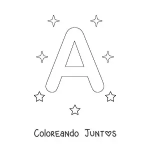 Imagen para colorear de letra a mayúscula con estrellas