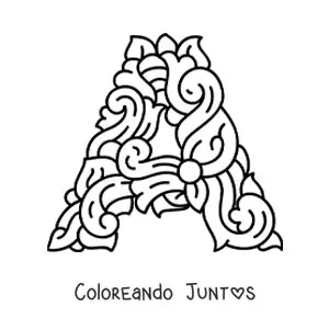 Imagen para colorear de letra a mayúscula decorada