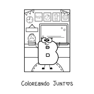 Imagen para colorear de la letra b animada en la escuela