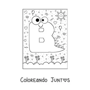 Imagen para colorear de la letra b animada con forma de monstruo