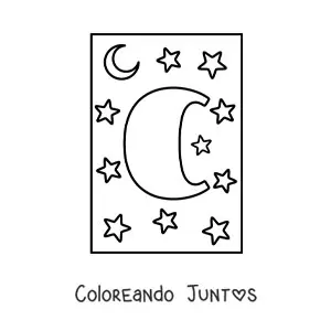 Imagen para colorear de letra c mayúscula con estrellas y una luna