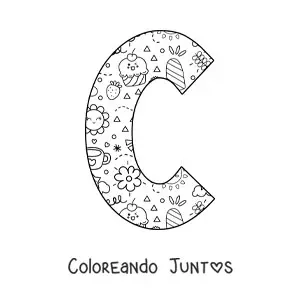 Imagen para colorear de la letra c con dibujos animados