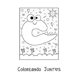Imagen para colorear de la letra c animada con forma de monstruo con dibujos animados
