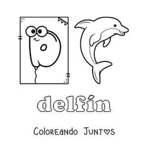 Imagen para colorear de d de delfín