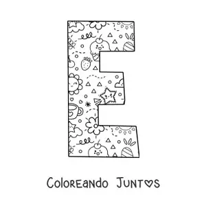 Imagen para colorear de la letra e con dibujos animados