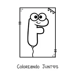 Imagen para colorear de la letra f animada con forma de globo