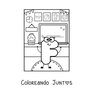 Imagen para colorear de la letra f animada en la escuela