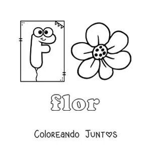 Imagen para colorear de f de flor