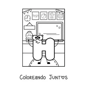 Imagen para colorear de la letra h animada en la escuela