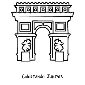 Imagen para colorear del Arco del Triunfo rodeado de árboles